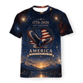 thumbnail image 1 of Patriotic America 250th Anniversary T-Shirt for Men and Women, 1776-2026 Fireworks Graphic Independence Day Tee, 1 of 5