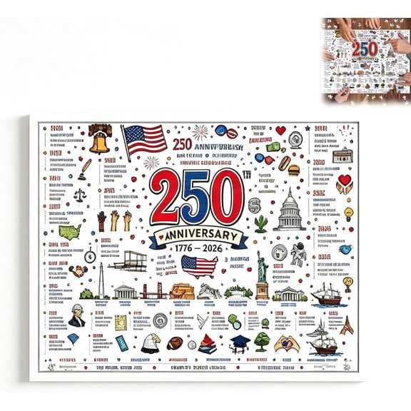 Patriotic America Jigsaw Puzzle 1000 Pieces, America 250th Anniversary Puzzle for Adults, Patriotic Puzzle with Flag Eagle Liberty Statue of Liberty, Educational HistoryPuzzle