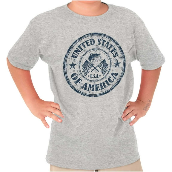 Patriotic America Seal USA Americana Crewneck T Shirts Boy Girl Teen Brisco Brands X