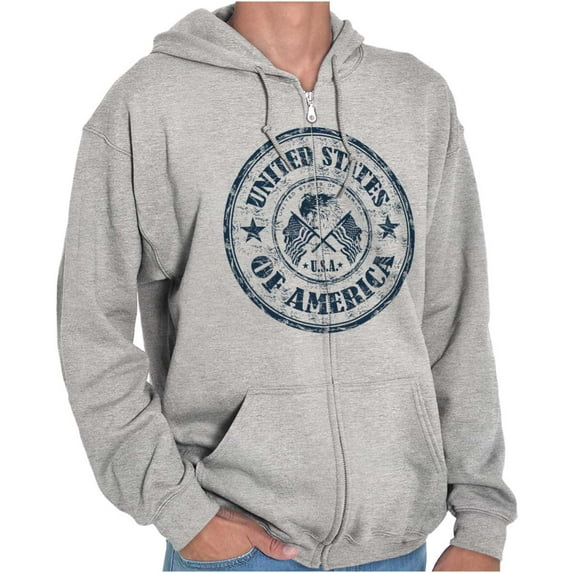 Patriotic America Seal USA Americana Unisex Fleece Graphic Zip Up Hoodie Brisco Brands 3X