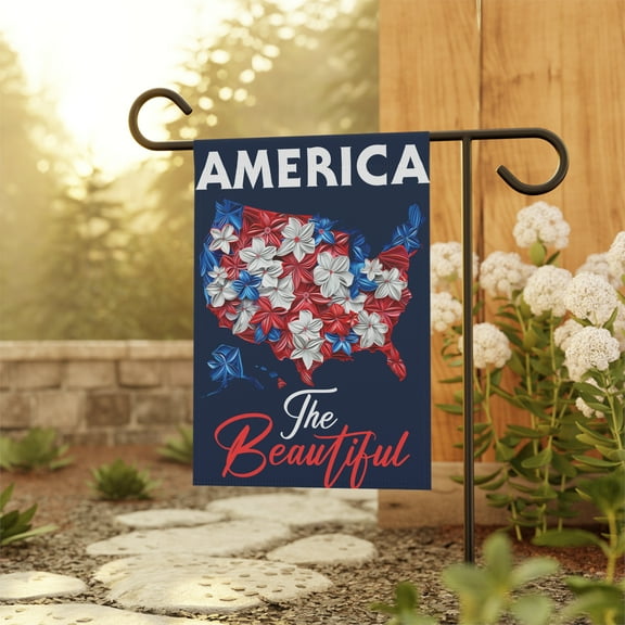 Patriotic America The Beautiful Floral USA Map 4th July Flag ID-0610-SIR3
