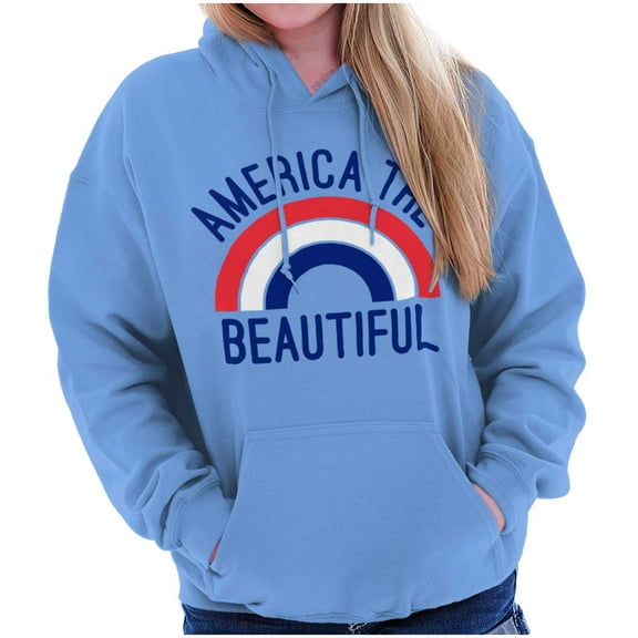 Patriotic America the Beautiful Hoodie Sweatshirt Women Brisco Brands S