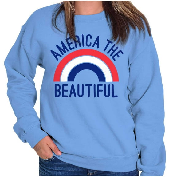 Patriotic America the Beautiful Women Crewneck Sweatshirt Brisco Brands S