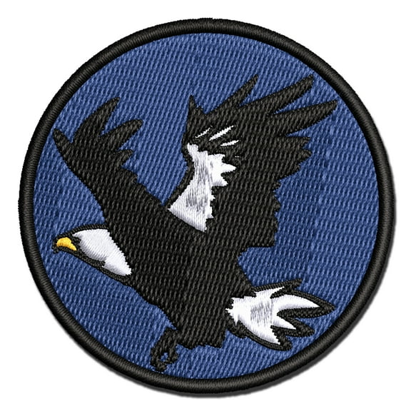 Patriotic American Bald Eagle Flying Applique Multi-Color Embroidered Hook & Loop Patch - 3 Inch Medium
