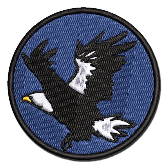Patriotic American Bald Eagle Flying Applique Multi-Color Embroidered Iron-On Patch - 2.0 Inch Mini
