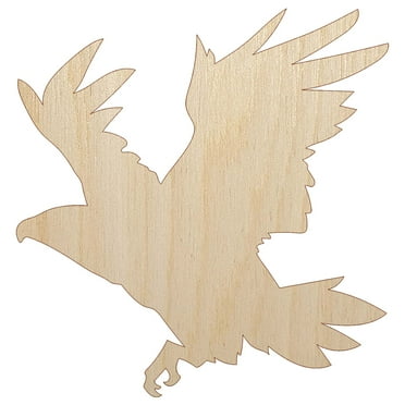 Patriotic American Bald Eagle Flying Wood Shape Unfinished Piece Cutout Craft DIY Projects - 4.70 Inch Size - 1/8 Inch Thick
