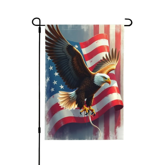 Patriotic American Bald Eagle Garden Flag 12x18 Inch Double Sided Outdoor Yard Flag House Decor Independence Day Memorial Day 4th Of July Decorations Festive Banner