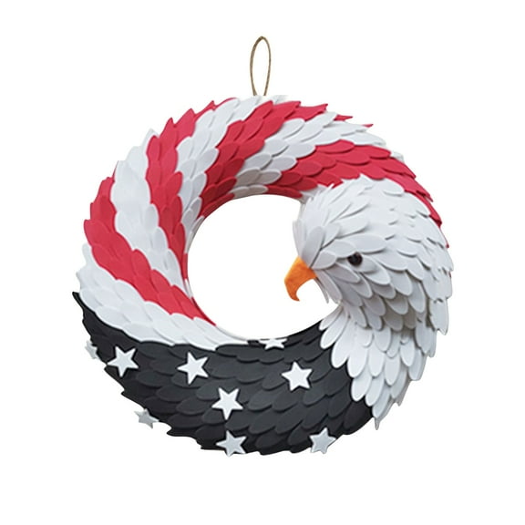 Patriotic American Bald Eagle Wreath Red White And Blue Stars Stripes Design For Indoor Outdoor Decor