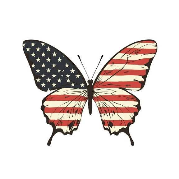 Patriotic American Butterfly Decal, USA Stars and Stripes Vinyl Sticker for Cars, Trucks, Windows & Bumpers, Car Accessory