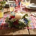thumbnail image 1 of Patriotic American Candle Rings Wreaths Artificial 4th of July Floral Candle Rings Holder with Daisy Flowers Mini July Independence Day Wreath for Party Home Table Centerpiece Decor 8" A, 1 of 6
