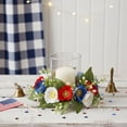 thumbnail image 1 of Patriotic American Candle Rings Wreaths Artificial 4th of July Floral Candle Rings Holder with Daisy Flowers Mini July Independence Day Wreath for Party Home Table Centerpiece Decor 8" C, 1 of 6