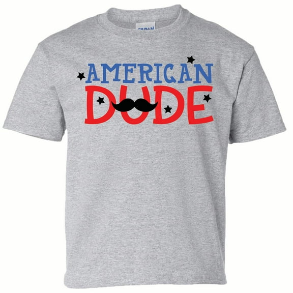 Patriotic American Dude Youth Short Sleeve T-Shirt-Sports Gray-Small
