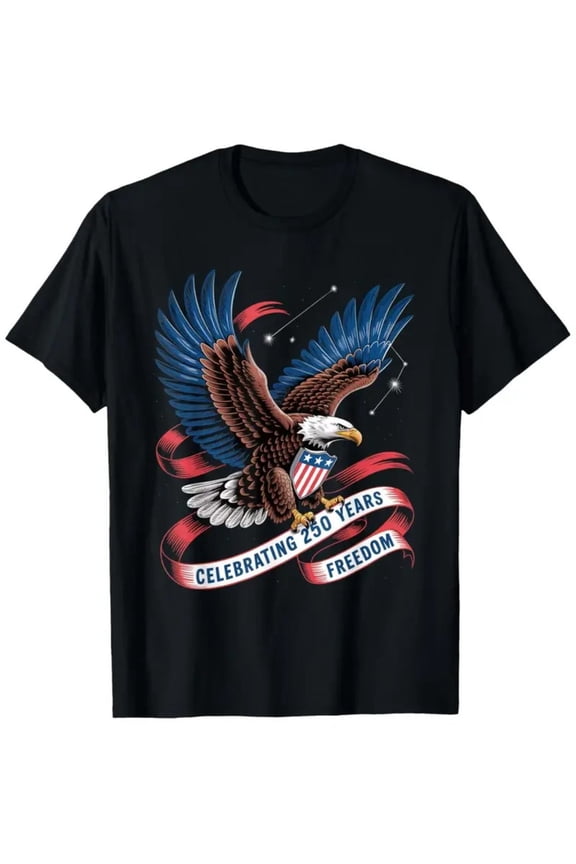 Patriotic American Eagle 250 Years Freedom Graphic Tee Retro USA Independence Day Celebration Men Women Unisex T-Shirt