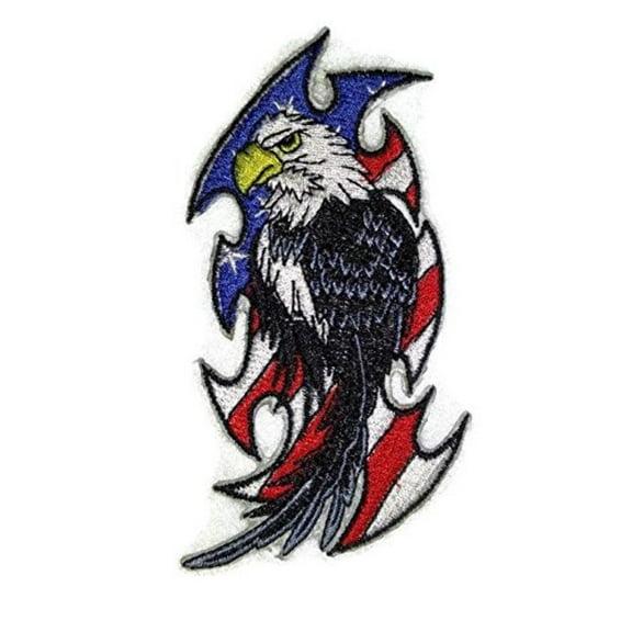 Patriotic American Eagle Embroidered Iron on/Sew Patch 5"3"]