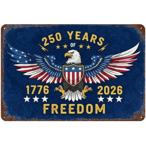 Patriotic American Eagle Metal Tin Sign 8x12 Inch USA Flag Wings Wall Decor Plaque