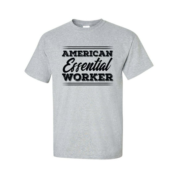 Patriotic American Essential Worker Script Short Sleeve T-shirt-Sports Grey-xxxl