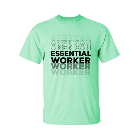 Patriotic American Essential Worker Short Sleeve T-shirt-Mint-small