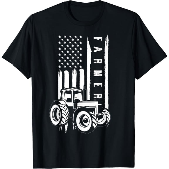 Patriotic American Farmer Usa Flag Tractor Farming Lover T-Shirt