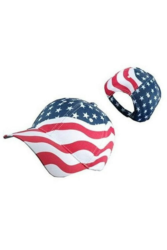 Patriotic American Flag Baseball Hat in Red, White and Blue Stars & Wavy Stripes design