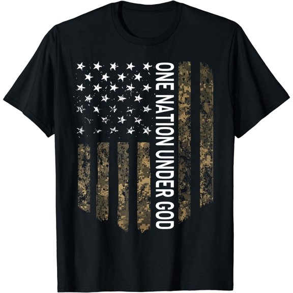 Patriotic American Flag Camo One Nation Under God USA Gift T-Shirt
