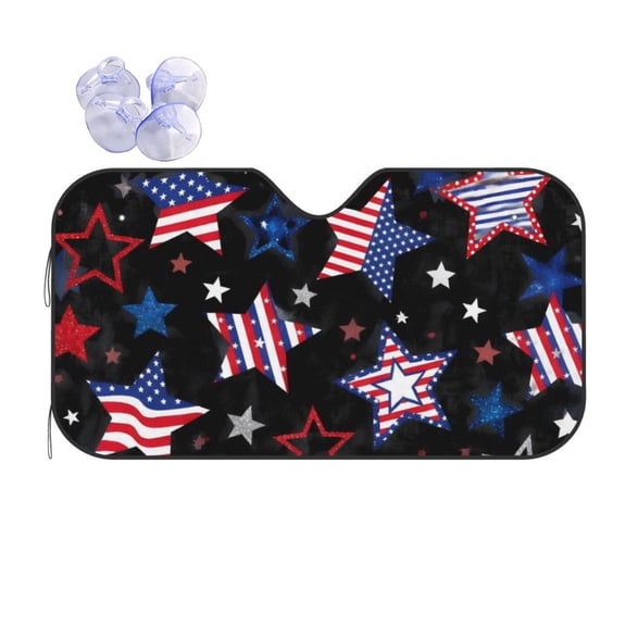 Patriotic American Flag Car Windshield Sun Shade Universal Fit Auto Sun Visor Protector