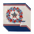 thumbnail image 1 of Patriotic American Flag Cloth Napkins, Blue Red Flowers Wreath Retro Beige Washable and Reusable Dinner Napkins Set of 6, Table Napkin for Kitchen Party Birthday Wedding Hotel Housewarming 20"x20", 1 of 9