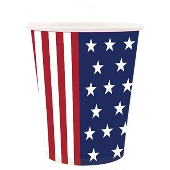 Patriotic American Flag Disposable Paper Cups 16 oz, Pack of 50 Perfect for Parties, BBQs, and Celebrations