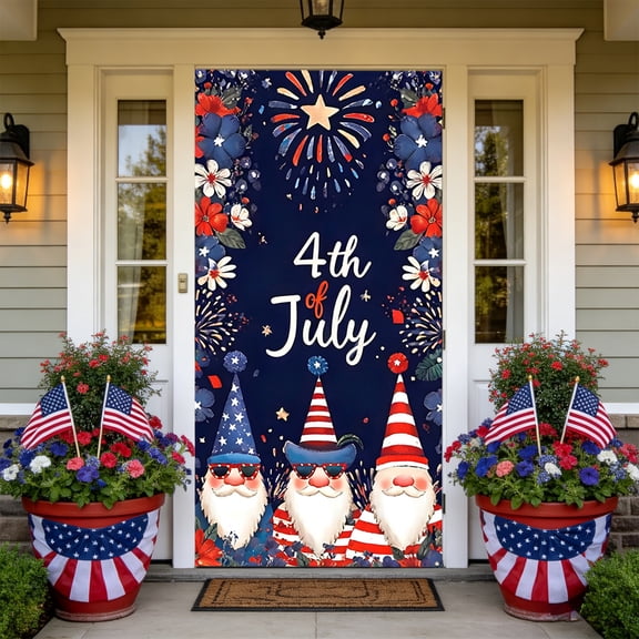 Patriotic American Flag Door Banner, July Fourth Independence Day Porch Decoration with Classic Design, Durable Polyester Fabric for Outdoor and Indoor Holiday Celebration Decor