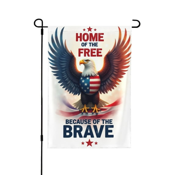 Patriotic American Flag Eagle Garden Flag 12x18 Inch Double Sided Home Of The Free Because Of The Brave Outdoor Yard Decor For Memorial Day Independence Day Veterans Day & Patriotic Holidays