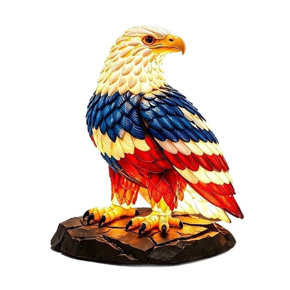 Patriotic American Flag Eagle-Shaped Lamp - A Bright Desk lamp Featuring a vividly Colored Realistic Bird Statue as the Tabletop Night Light. an Artistic Decoration for the Living Room or Bedroom