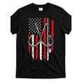 thumbnail image 1 of Patriotic American Flag Fishing Hook T-Shirt Distressed USA Angler Graphic Tee Retro Outdoor Fisherman Apparel, 1 of 6