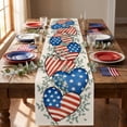 thumbnail image 1 of Patriotic American Flag Heart Print Table Runner,Independence Day Memorial Day Red White Blue Farmhouse Table Linens for Kitchen,Dining Room,Holiday Party Decor, 1 of 6