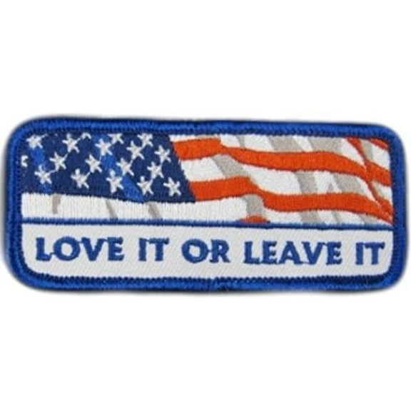 Patriotic American Flag Love It Or Leave It Text Iron On Embroidered Applique Patch BSPM0770