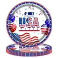 thumbnail image 1 of Patriotic American Flag Party Supplies Tableware Set Paper Plates and Napkins for Independence Day 4th of July USA Red White Blue Barbecue Birthday Disposable Dinnerware Decor, 1 of 6