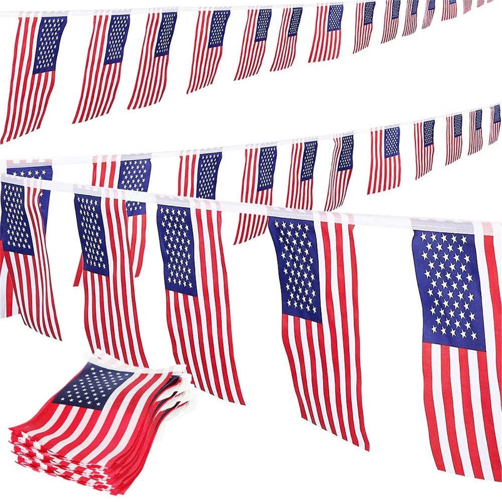 Patriotic American Flag Pennant Bunting 32FT 30PCS Red White Blue ...