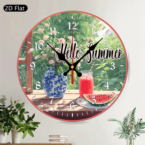 Patriotic American Flag Red Tractor Farmhouse Round Wall Clock Silent Country Decor