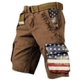 thumbnail image 1 of Patriotic American Flag Shorts for Men Patriotic Printed Distressed Washed Shorts with Pocket Hiking Fishing Military Cargo Shorts 250 Year American Anniversary 4th Of July Patriotic Shorts,Brown XL, 1 of 2