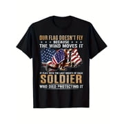 Patriotic American Flag Soldier Graphic T-Shirt Mens Veteran Memorial Day Military Hero Short Sleeve Tee Retro USA Pride Apparel