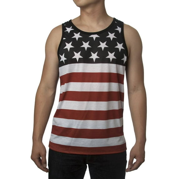 Patriotic American Flag Stripes And Stars Tank Top Shirt Adult Men's - Small