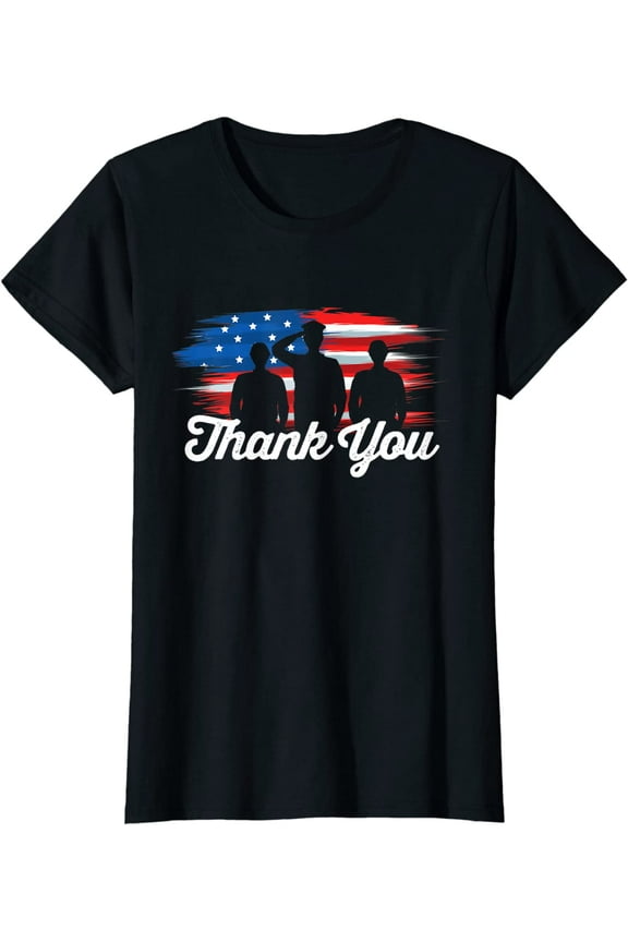 Patriotic American Flag Thank You Veterans Day Soldiers T-Shirt