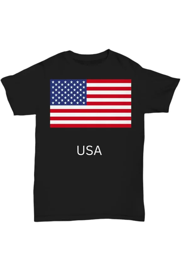 Patriotic American Flag USA T-Shirt Retro United States Pride Graphic Tee for Men and Women Black