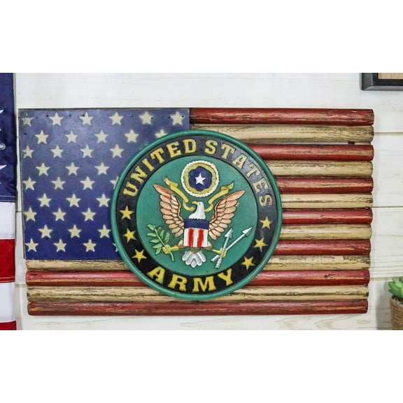 Patriotic American Flag United States Army Eagle Seal Wooden Wall Decor Plaque