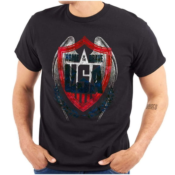 Patriotic American Home of the Brave Men's Graphic T Shirt Tees Brisco Brands X