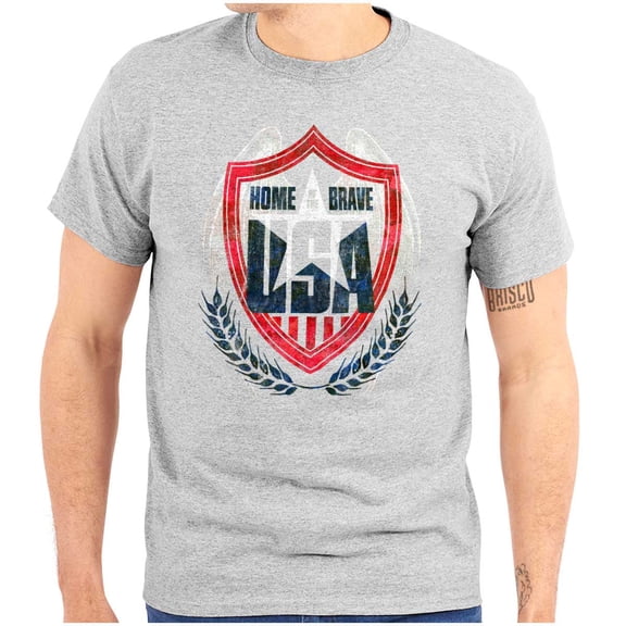 Patriotic American Home of the Brave Men's Graphic T Shirt Tees Brisco Brands X