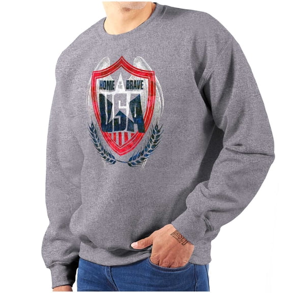 Patriotic American Home of the Brave Unisex Plus Fleece Graphic Sweatshirt Brisco Brands 3X