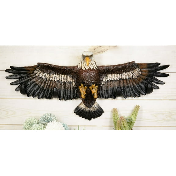 Patriotic American Majestic Bald Eagle With Open Wings Wall Decor Plaque 23"L