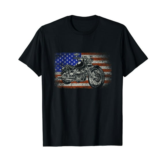 Patriotic American Motorcycle Rider Gift US Flag Biker T-Shirt