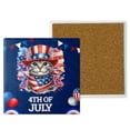 thumbnail image 1 of Patriotic American Shorthair Celebrates 4th of July Set of 4 Stone Coasters Cat Lover Kitten Owner Gifts 4x4in Absorbent Soapstone Coaster - 02009, 1 of 5