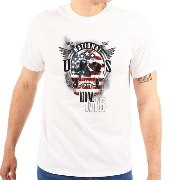 Patriotic American Skull Badass Rebel Plus Size Crewneck Graphic Tee Shirt Brisco Brands 2X