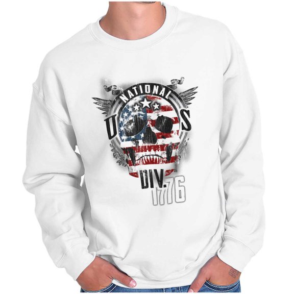 Patriotic American Skull Badass Rebel Unisex Plus Fleece Graphic Sweatshirt Brisco Brands 3X